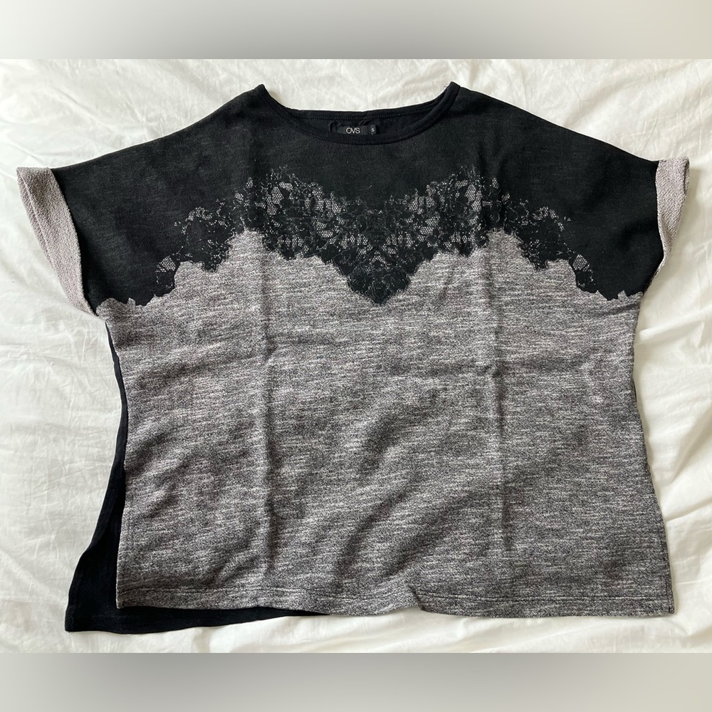 Black Lace Detail T-Shirt